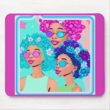Groovy Women mit Blume Mouse Pad