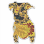 Groovy Yellow and Red Fraktal Dog Silhouette Aufkleber (Vorderseite)