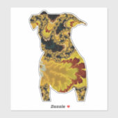 Groovy Yellow and Red Fraktal Dog Silhouette Aufkleber (Blatt)