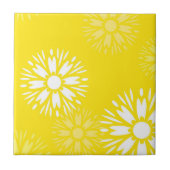 Groovy Yellow Daisy Blume Retro Blumenmuster Fliese (Vorderseite)