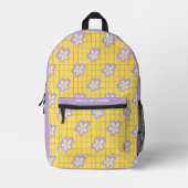 Groovy Yellow Lila Moderne Blumenwelt Personalisie Bedruckter Rucksack (Vorderseite)