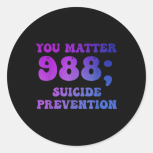 Groovy You 988 Suicide Prevention Awareness Ribbon Runder Aufkleber