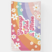 Groovy Young Wild Three Retro Rainbow 3. Geburtsta Banner (Vertikal)
