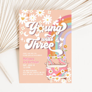Groovy Young Wild und drei 3. Geburtstag Einladung