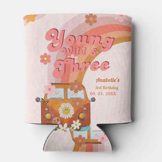 Groovy Young Wild und Three Pink Peach Van Daisy Dosenkühler (Rückseite)