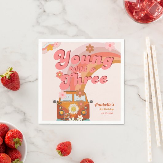 Groovy Young Wild und Three Pink Peach Van Daisy Serviette (Beispiel)