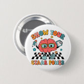 Groovy Zeigen Sie Ihrem Power Brain Teacher Test Button (Vorne & Hinten)