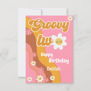 Groovy zwei retro vintage zweites Happy Birthday Karte