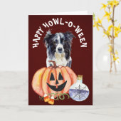 Grorder Collie Howl-o-Ween Gruß Karte (Gelbe Blume)
