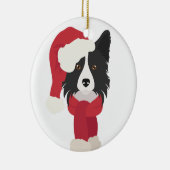 Grorder Collie Weihnachtsschmuck. Snow Keramik Ornament (Rechts)