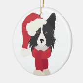 Grorder Collie Weihnachtsschmuck. Snow Keramik Ornament (Links)