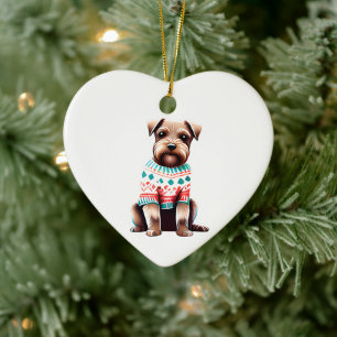 Grorder Terrier in Christmas Sweater Keramik Ornament
