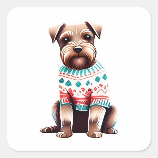 Grorder Terrier in Christmas Sweater Sticker (Vorderseite)