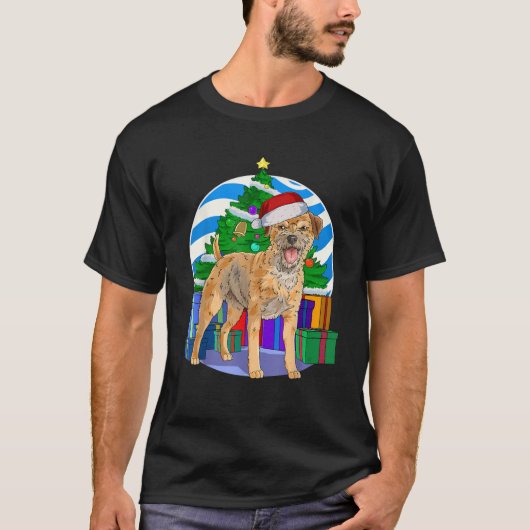 Grorder Terrier Niedlich Dog Weihnachtsbaum Dekora T-Shirt (Vorderseite)
