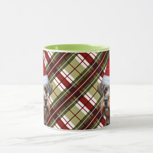 Grorder Terrier Red Green Holiday Kariert Weihnach Tasse (Zentrum)