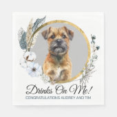 Grorder Terrier Wedding Napkins mit Hunden Foto Serviette (Vorderseite)