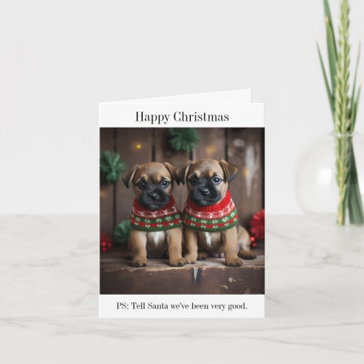 Grorder Terrier Welpen in Christmas Sweaters Karte (Vorderseite)