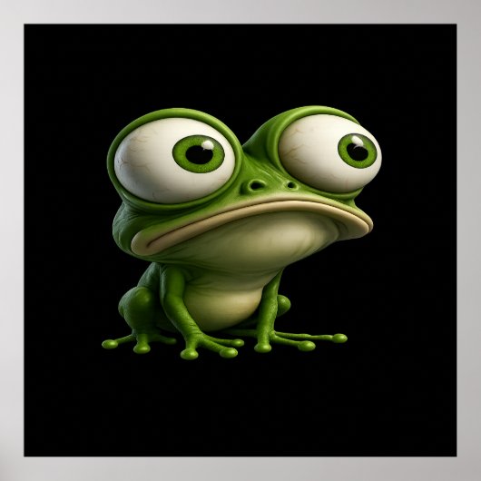 Grosäugiger Cartoon-Frosch Poster (Vorne)