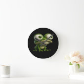 Grosäugiger Cartoon-Frosch Runde Wanduhr (Zuhause)