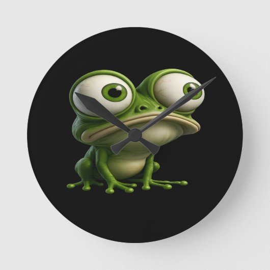 Grosäugiger Cartoon-Frosch Runde Wanduhr (Vorderseite)