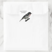 Grosbeak mit Rose Quadratischer Aufkleber (Tasche)