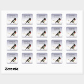 Grosbeak mit Rose Quadratischer Aufkleber (Blatt)