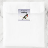 Grosbeak mit Rose Quadratischer Aufkleber (Tasche)