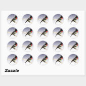 Grosbeak mit Rose Runder Aufkleber (Blatt)
