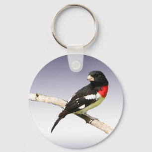 Grosbeak mit Rose Schlüsselanhänger