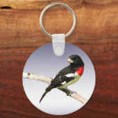 Grosbeak mit Rose Schlüsselanhänger (Vorderseite)