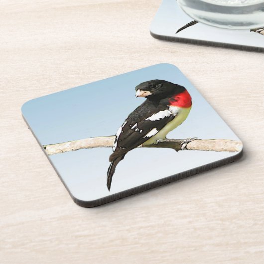 Grosbeak mit Rose Untersetzer (Linke Seite)