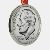 Groschen Vereinigter Staaten Roosevelt Silbernes Ornament (Rechts)