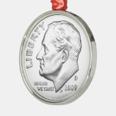 Groschen Vereinigter Staaten Roosevelt Silbernes Ornament (Links)