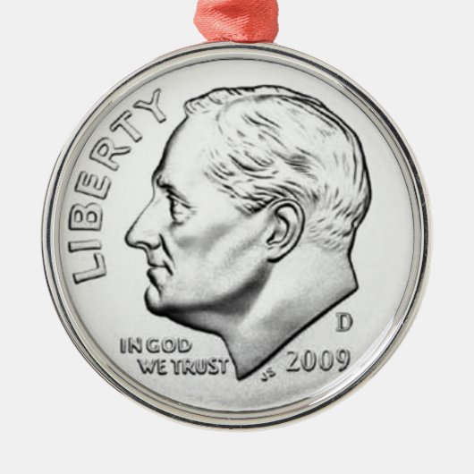 Groschen Vereinigter Staaten Roosevelt Silbernes Ornament (Vorne)