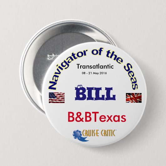 Groß, 3 Zoll-runder Knopf Button (Vorne & Hinten)