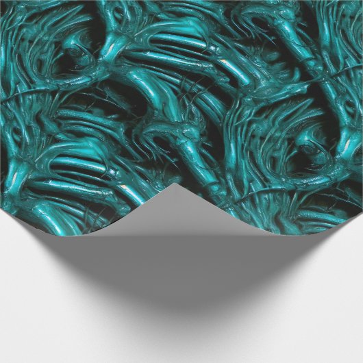 Gross Alien Bio Sludge Cyan Wrapping Paper Geschenkpapier (Ecke)