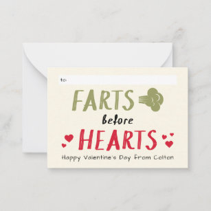 Gross Boy Furzen vor dem Herzen Klasse Valentine Mitteilungskarte