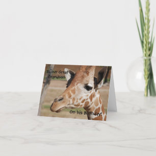 Groß - Enkel Geburtstags-Karte mit Giraffe Karte