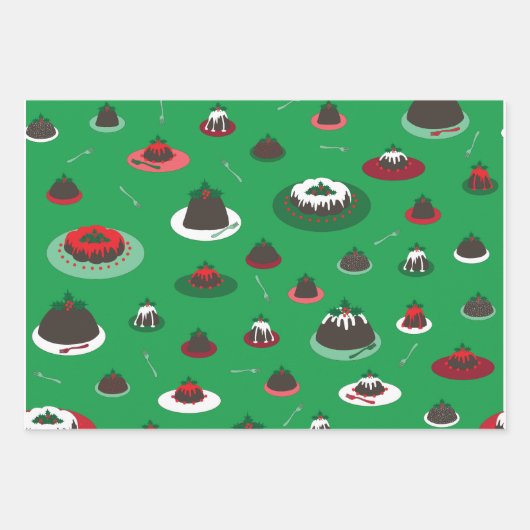 (groß) Figgy Pudding Desserts Packpapier Geschenkpapier Set (Vorderseite 3)