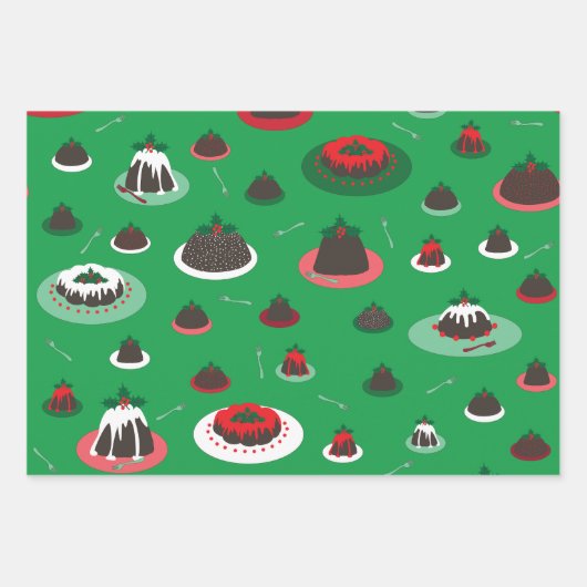 (groß) Figgy Pudding Desserts Packpapier Geschenkpapier Set (Vorderseite 2)