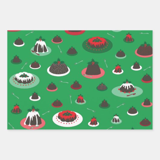(groß) Figgy Pudding Desserts Packpapier Geschenkpapier Set (Vorderseite 3)