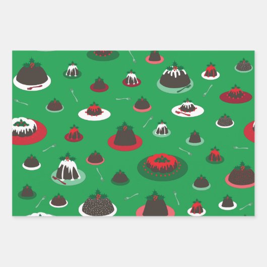 (groß) Figgy Pudding Desserts Packpapier Geschenkpapier Set (Vorderseite 2)