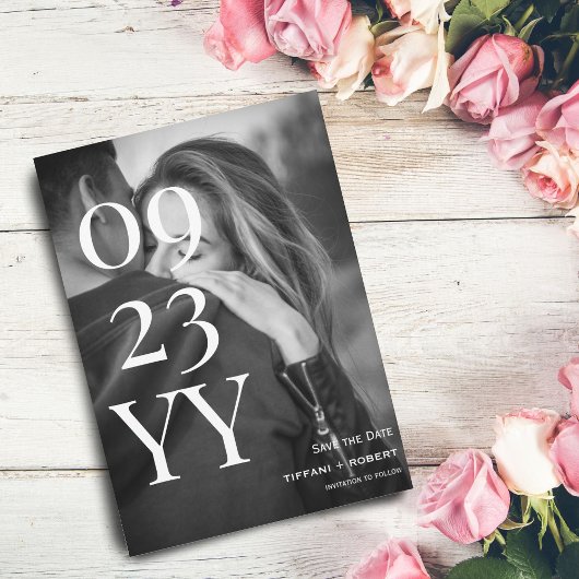 Groß formatiertes Script Save the Date Fotokarte