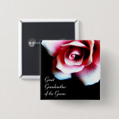 Groß - Großmutter des Bräutigam-Rosa-Rose Button (Vorne & Hinten)