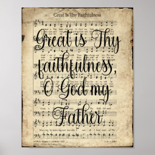 Groß ist deine Treue Schriftart Vintage-Hymne Poster