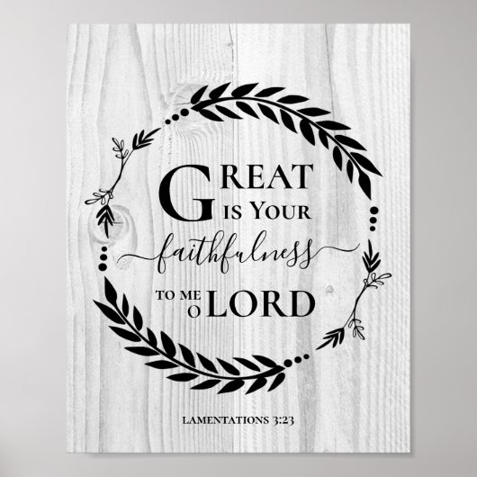 GROSS IST IHR FAITHFULNESS-Holzplakat Christlich Poster (Vorne)