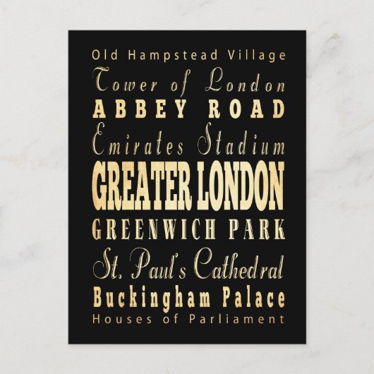 Groß London Stadt England Typografie Postkarte (Vorderseite)