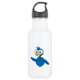 Groß-Mit Augen blauer Cartoon-Vogel Edelstahlflasche