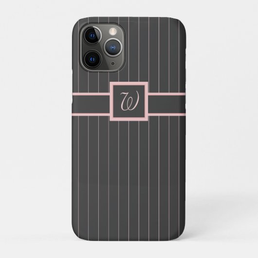 Groß schwarz mit rosa Pinstripes Case (Rückseite)
