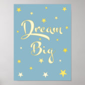 Groß träumen Kinderzimmer Wandbild Blau Gelb Stern Poster (Vorne)